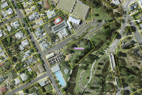 aerial image of location behind Strathalbyn Council Office - wider angle to show position