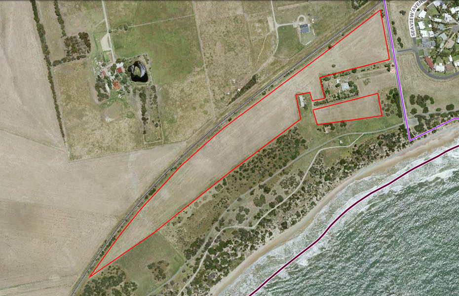 Aerial map indicating location of native grasslands site