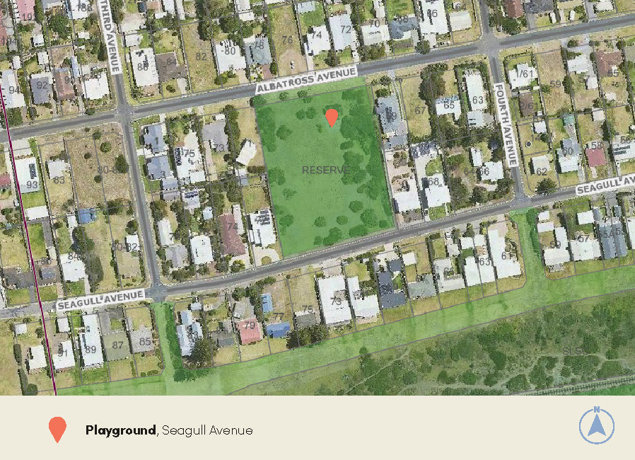 Aerial map image showing the location of the playground within the reserve